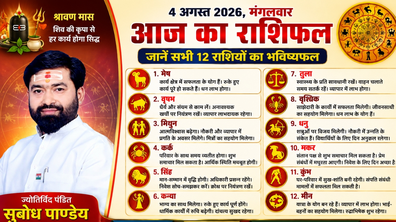 4 अगस्त 2026, मंगलवार का दैनिक राशिफल